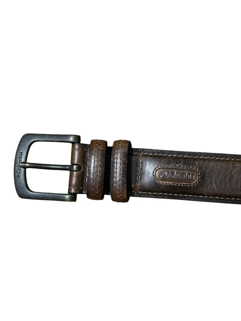 Columbia Sportswear Double Loop Leather Belt 34W Distressed Brown Casual Work